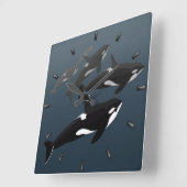 Horloge Carrée Orca Whale Clock Killer Whale Decor Whale (Angle)