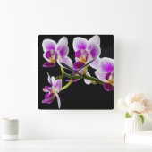Horloge Carrée Orchidée blanche et violette (Maison)