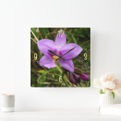 Horloge Carrée Orchidée sauvage violette Fleur tropicale (Maison)