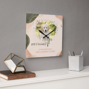 Horloge Carrée Oreiller jeté avec portrait de compagnie personnal