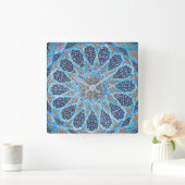 Horloge Carrée Orientation bleue (Maison)