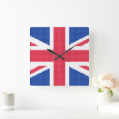 Horloge Carrée Original cross-stitch design Union Jack (Maison)