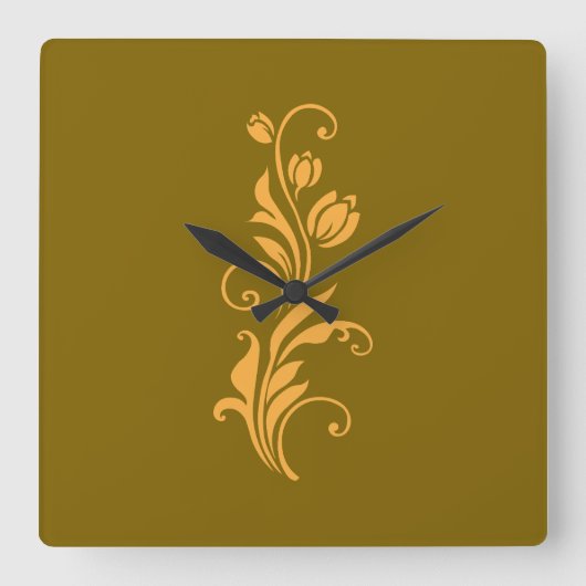 Horloge Carrée Ornamental Floral Flower Design (Recto)