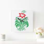 Horloge Carrée Ornamental Floral Flower Design – Elegant (Maison)