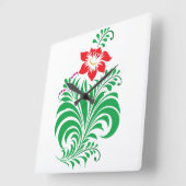 Horloge Carrée Ornamental Floral Flower Design – Elegant (Angle)