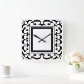 Horloge Carrée Ornate Black and White Framed Clock (Maison)