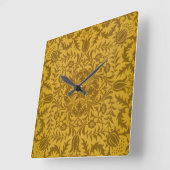 Horloge Carrée Ornate gold floral pattern with symmetrical (Angle)