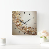 Horloge Carrée Ornate Gold Flourish Wall Clock (Maison)