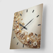 Horloge Carrée Ornate Gold Flourish Wall Clock (Angle)
