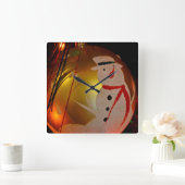 Horloge Carrée Ornement de neige givrée (Maison)