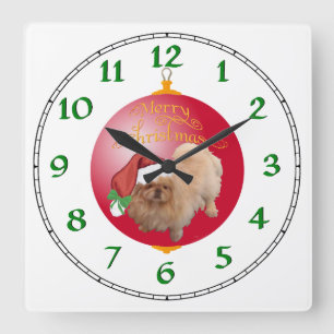 Horloge Carrée Ornement de Noël Pékinois