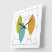 Horloge Carrée Ornements de l'ère atomique du milieu du siècle mo (Angle)