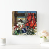 Horloge Carrée Ornements de Noël (Maison)