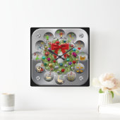 Horloge Carrée Ornements Wreath ~ Les 12 Jours De Noël (Maison)