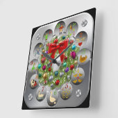 Horloge Carrée Ornements Wreath ~ Les 12 Jours De Noël (Angle)