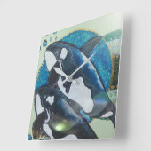 Horloge Carrée Orques jumelles (Angle)