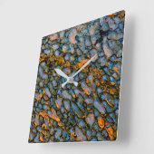 Horloge Carrée Os de dinosaure pétrifié (Angle)