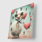 Horloge Carrée Ostrich Love 3 (Angle)