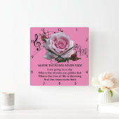 HORLOGE CARRÉE OÙ LES ROSES N'ONT JAMAIS FAÇONNÉ (Maison)