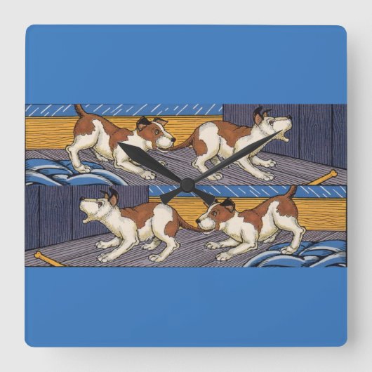 Horloge Carrée OUI ! chien mord chien (Recto)