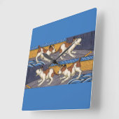 Horloge Carrée OUI ! chien mord chien (Angle)