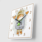 Horloge Carrée Ours adorable (Angle)