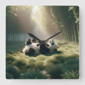 Horloge Carrée Ours De Panda Sous Le Soleil (Recto)