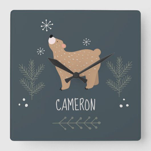 Horloge Carrée Ours endormi (Recto)