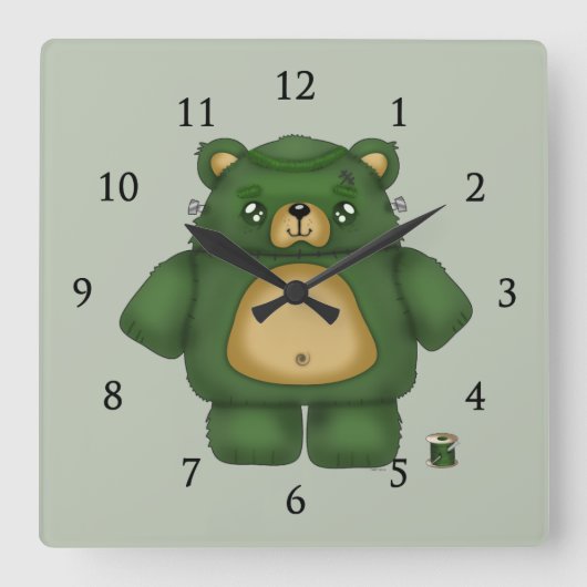 Horloge Carrée Ours Frankenstein (Recto)