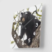 Horloge Carrée Ours noir s'élevant (Angle)