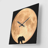 Horloge Carrée Ours Pleine lune (Angle)
