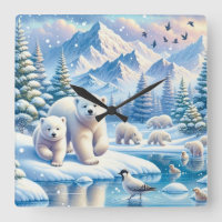 Ours polaires et peinture hivernale neige