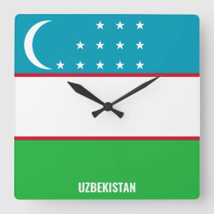 Horloge Carrée Ouzbékistan Drapeau éblouissant patriotique