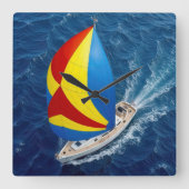 Horloge Carrée Overhead View Of a Sailing Yacht With Spinnaker (Recto)