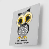 Horloge Carrée owl vous moustache une question (Angle)