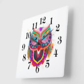 Horloge Carrée Owl Wall Clock (Angle)