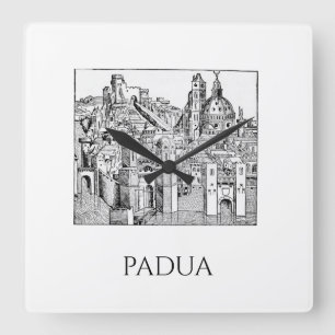 Horloge Carrée Padua Médiéval Minimaliste Ciel en Ligne Art