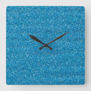 Horloge Carrée Pailleté bleu et argenté
