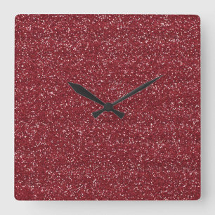 Horloge Carrée Pailleté Rouge & Glitter Argenté