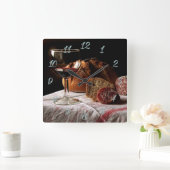 Horloge Carrée Pain et vin (Maison)