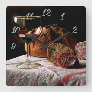 Horloge Carrée Pain et vin