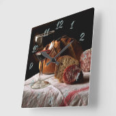 Horloge Carrée Pain et vin (Angle)