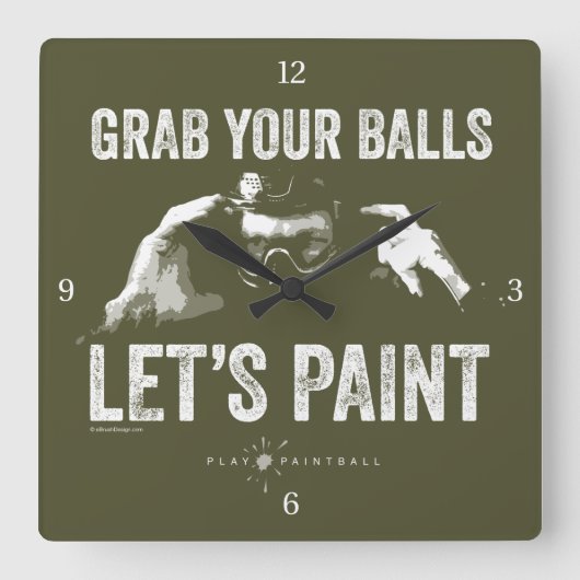 Horloge Carrée Paintball Let's Paint Square Wall Clock (Recto)