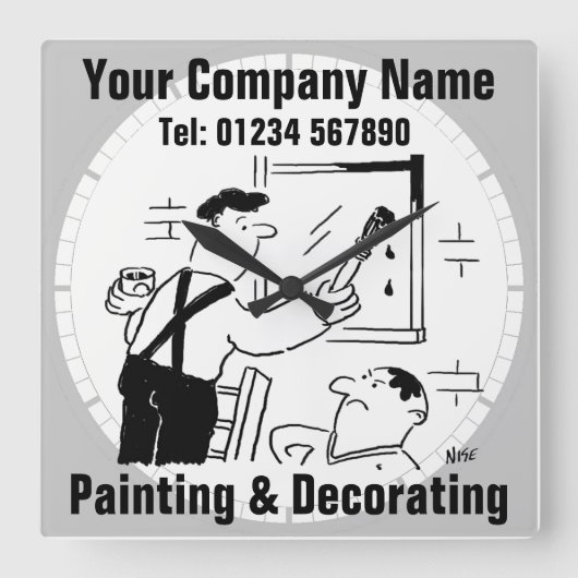 Horloge Carrée Painting & Decorating Services Cartoon Clock (Recto)