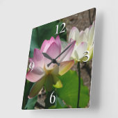 Horloge Carrée Pair de Lotus (Angle)