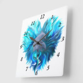 Horloge Carrée Pair of Dolphins (Angle)