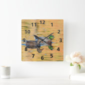 Horloge Carrée Paire de Mallards (Maison)