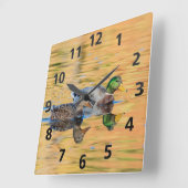 Horloge Carrée Paire de Mallards (Angle)