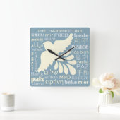 Horloge Carrée PAIX dans l'horloge murale faite sur commande de (Maison)