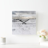 Horloge Carrée Pale foamy ocean seascape, Iceland (Maison)
